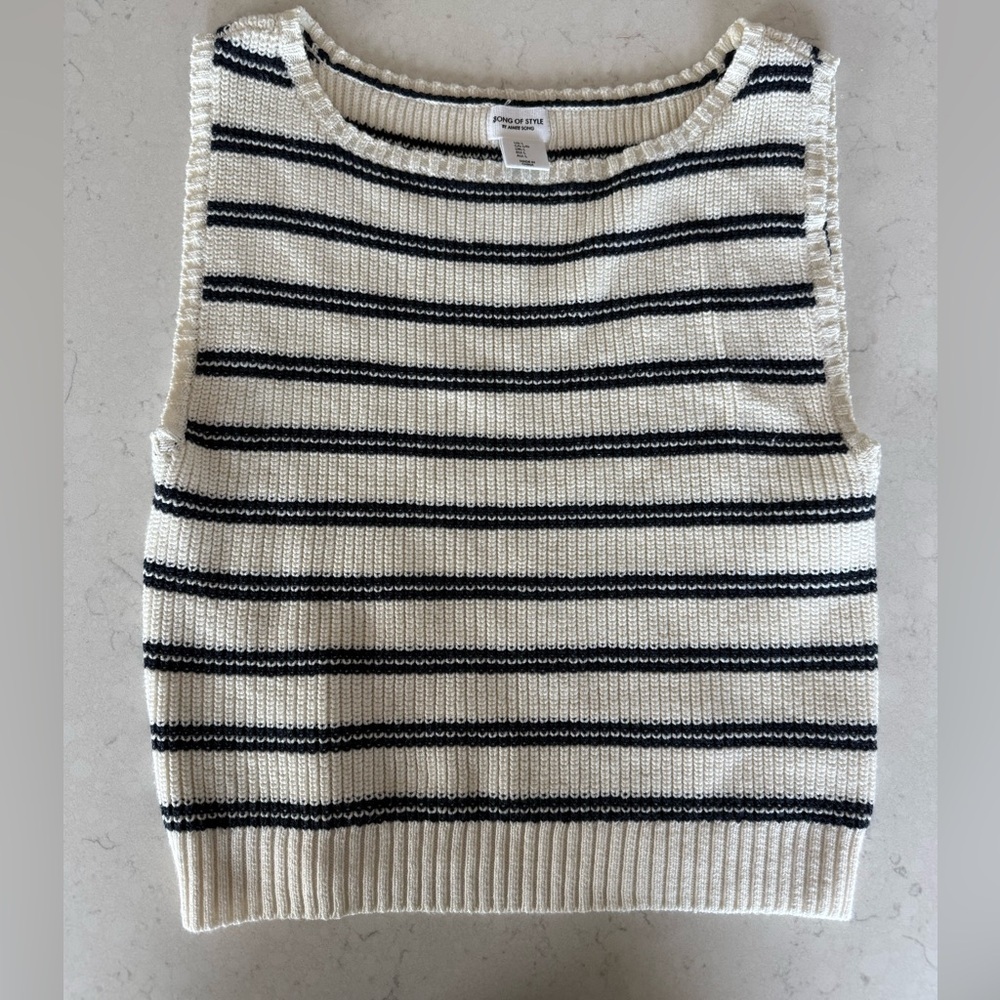 Song of Style Aimee Song Striped Knit Sleeveless Sweater
